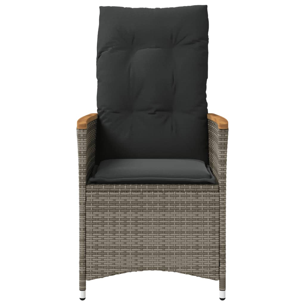 Gartensessel Verstellbar mit Kissen Schwarz Poly Rattan