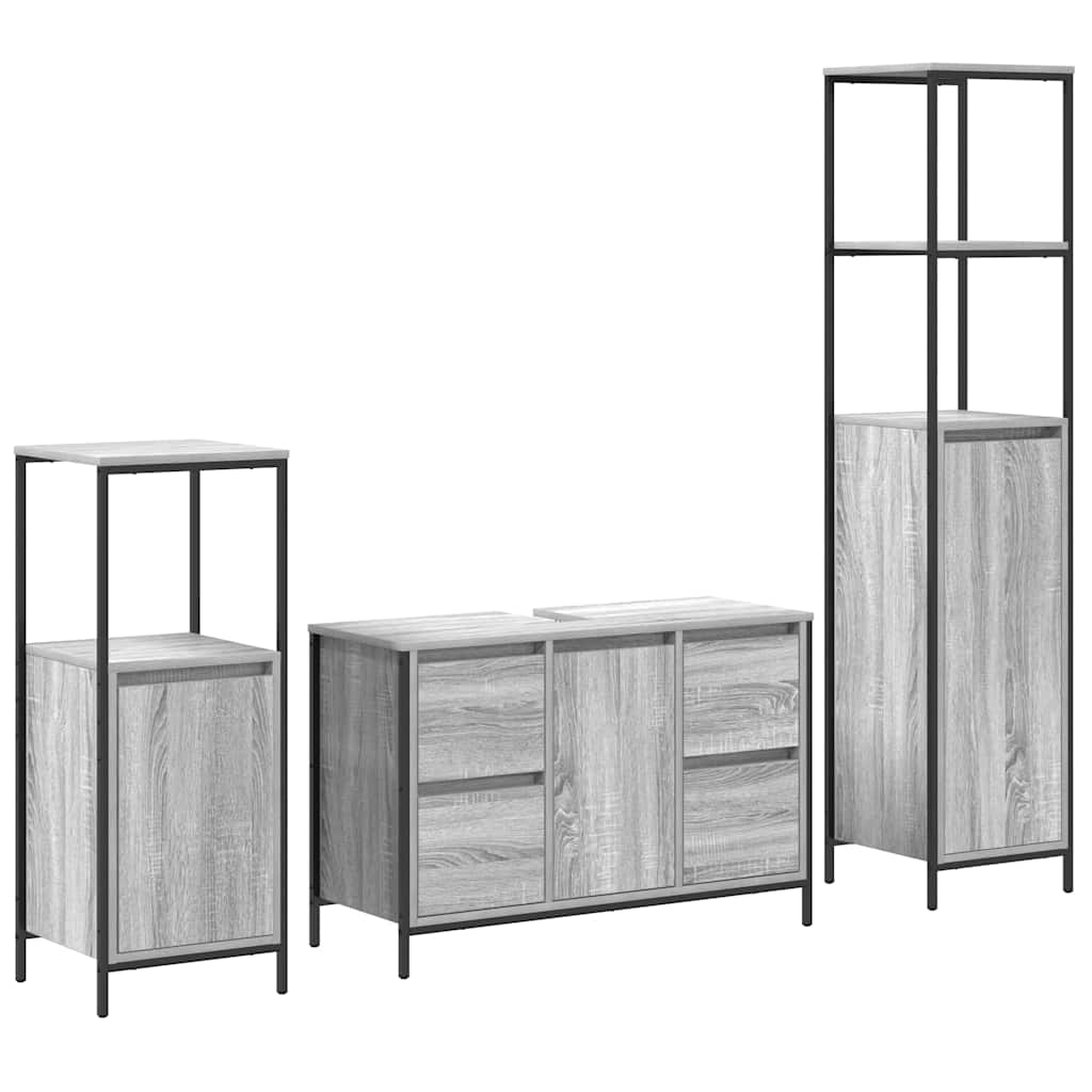 Badezimmermöbel Set mit Schubladen 2 pcs Schwarz Eichen-Optik