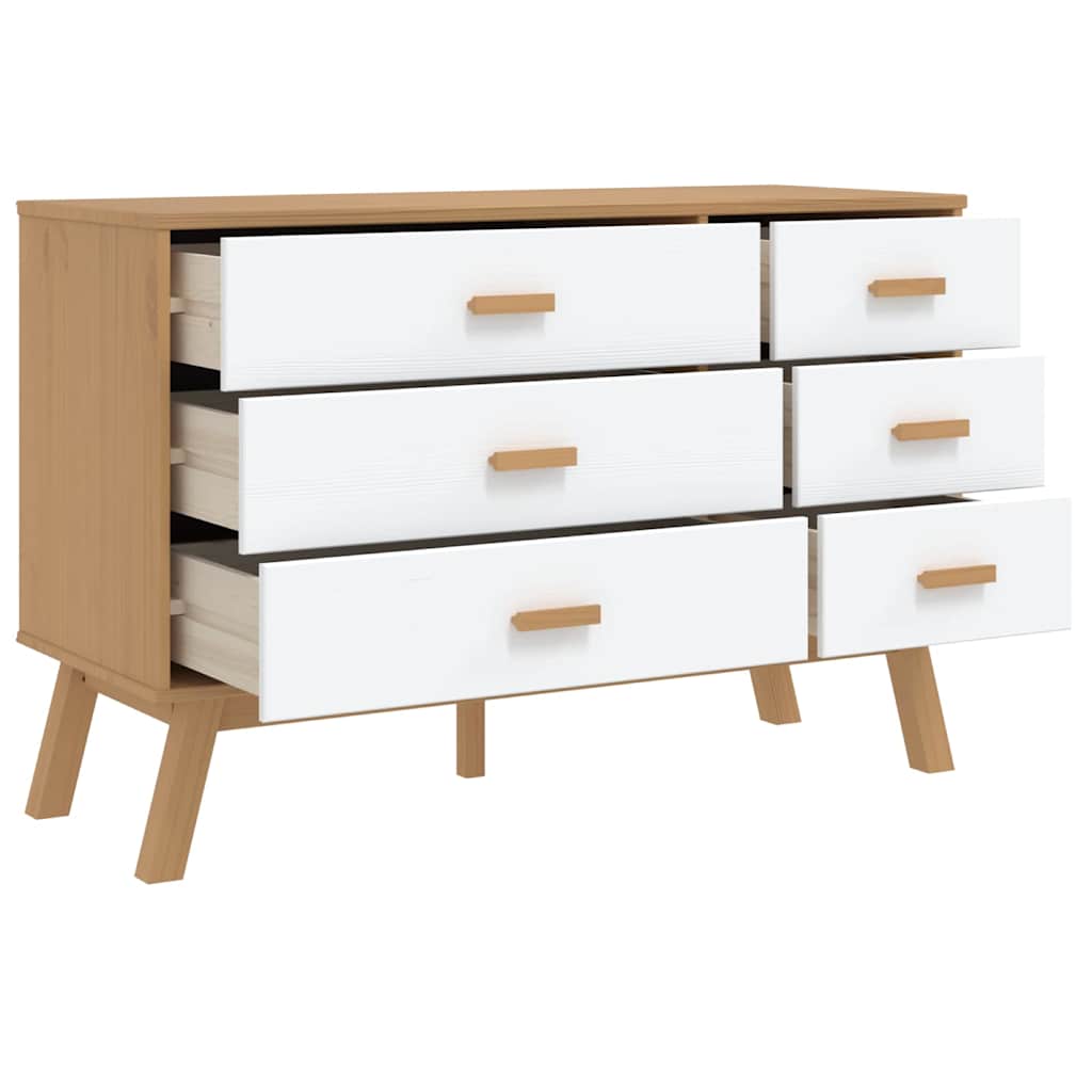 Schubladenschrank OLDEN Braun Massivholz Kiefer