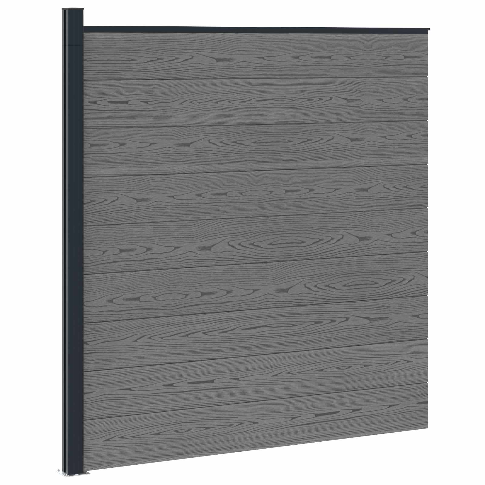Zaunelement WPC 180x186 cm Schwarz