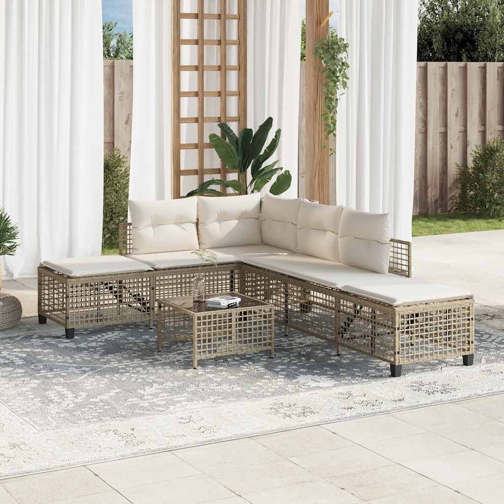 3-tlg. Garten-Ecksofa-Set mit Kissen Schwarz Poly Rattan