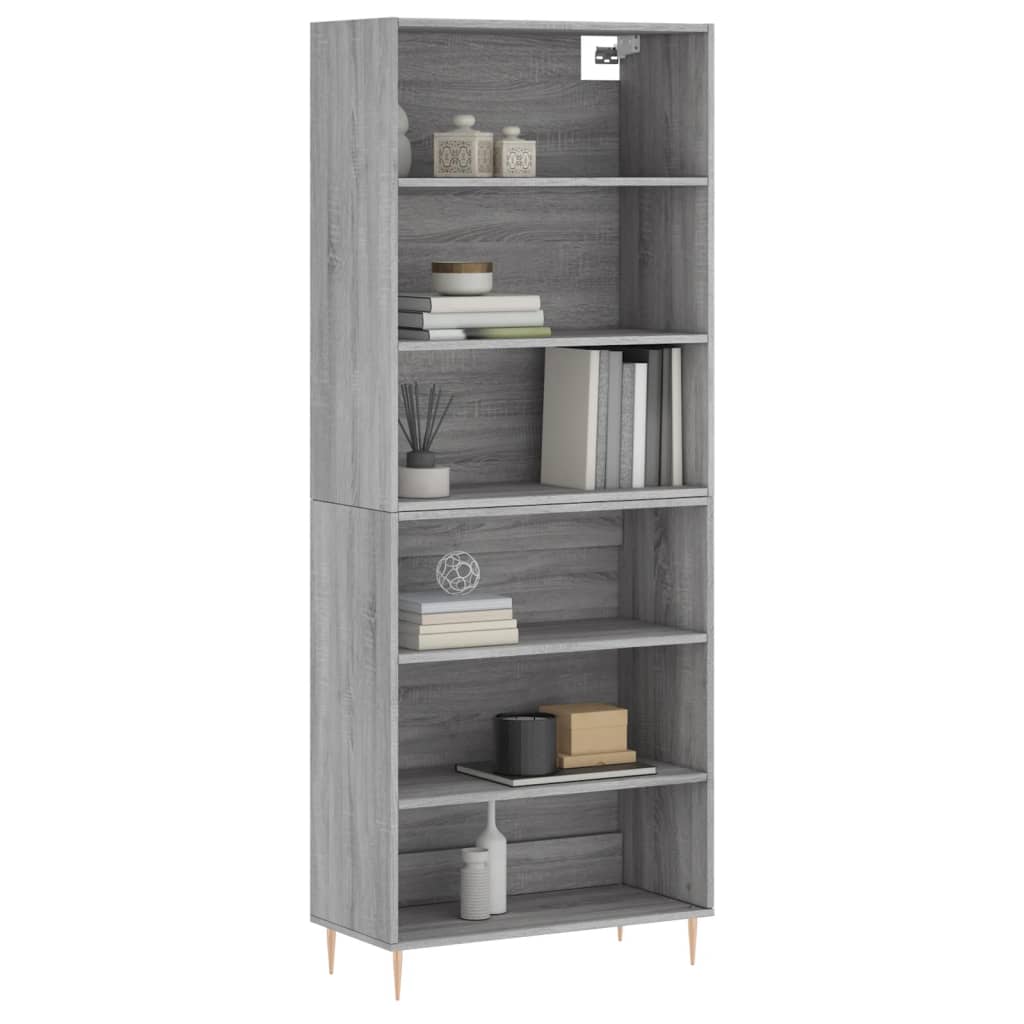 Highboard Hochglanz-Weiß 69,5x34x180 cm Holzwerkstoff