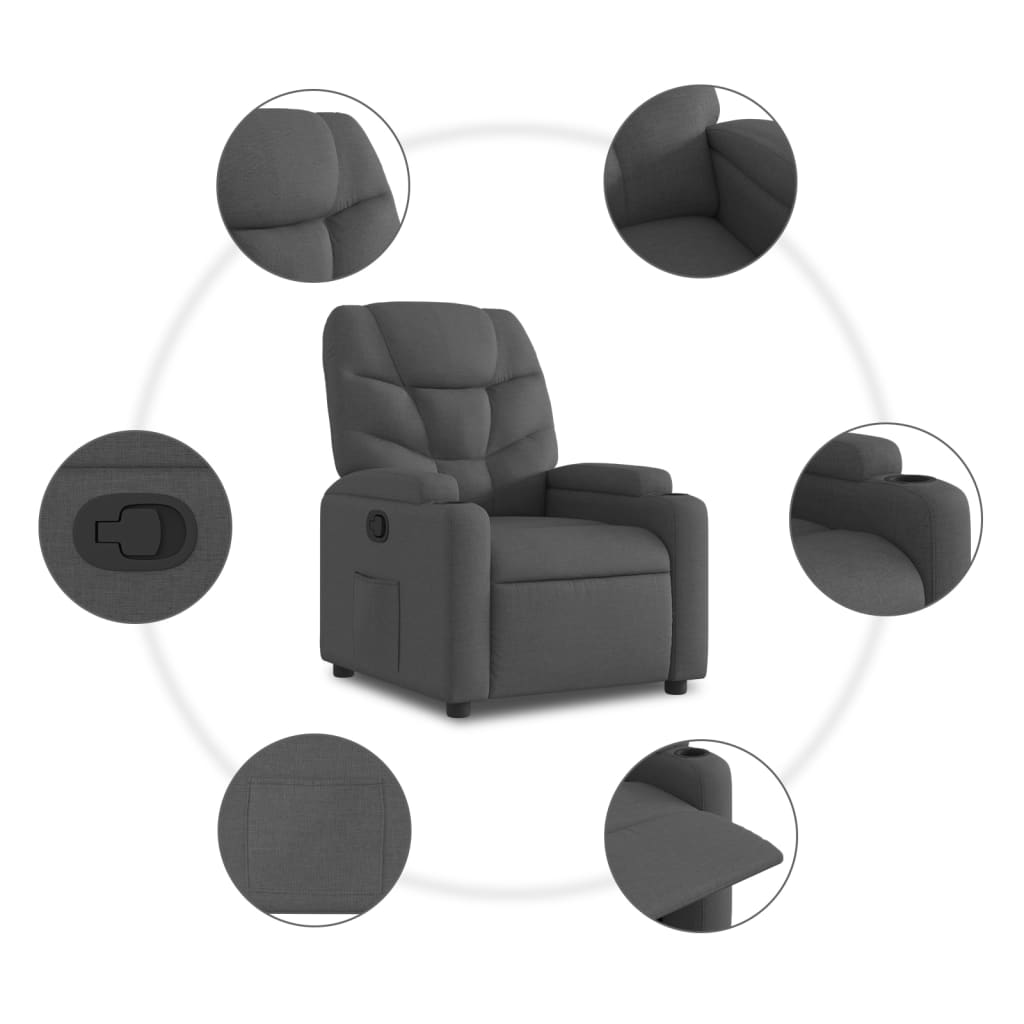 Relaxsessel Elektrisch Dunkelgrau Stoff