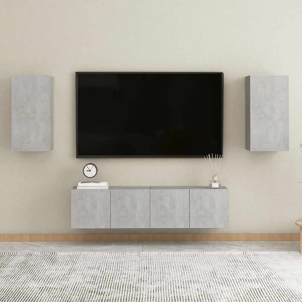 4-tlg. TV-Schrank-Set Weiß Holzwerkstoff