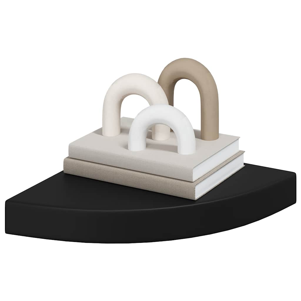 Schwebende Eckregale 2 Stk. Hochglanz-Weiß 25x25x3,8 cm MDF