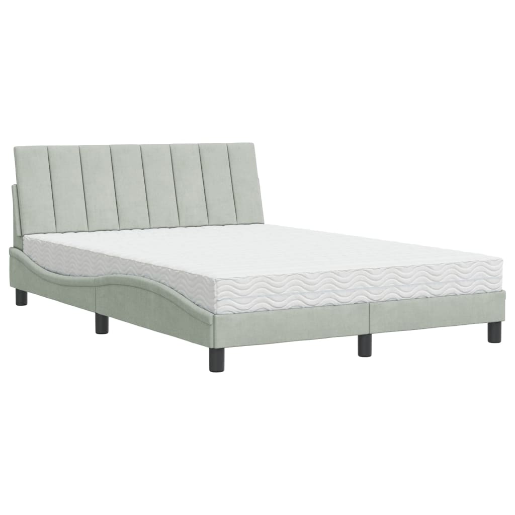 Bett mit Matratze "Hanko" Hellgrau 80x200 cm Samt