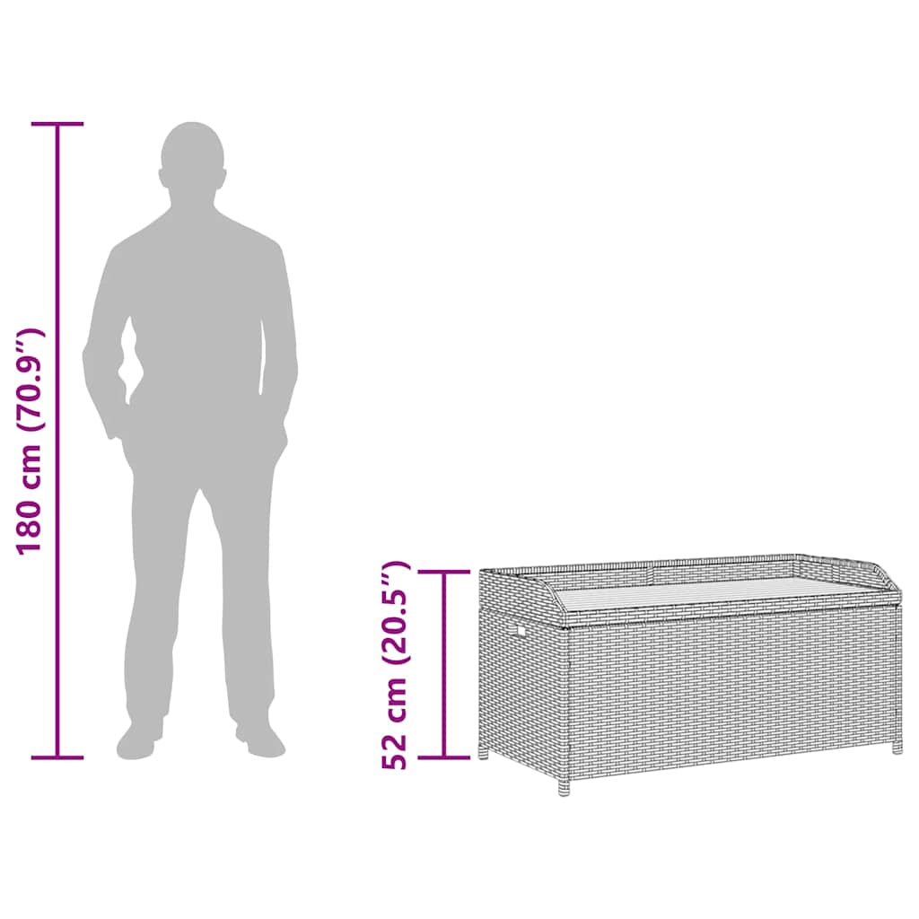 Bank mit Stauraum Schwarz 100x50x52 cm Poly Rattan Akazienholz