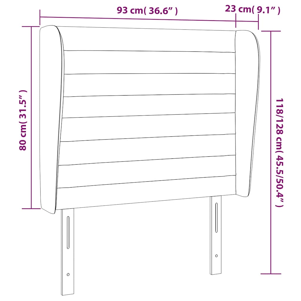 Kopfteil mit Ohren Dunkelblau 203x23x118/128 cm Samt