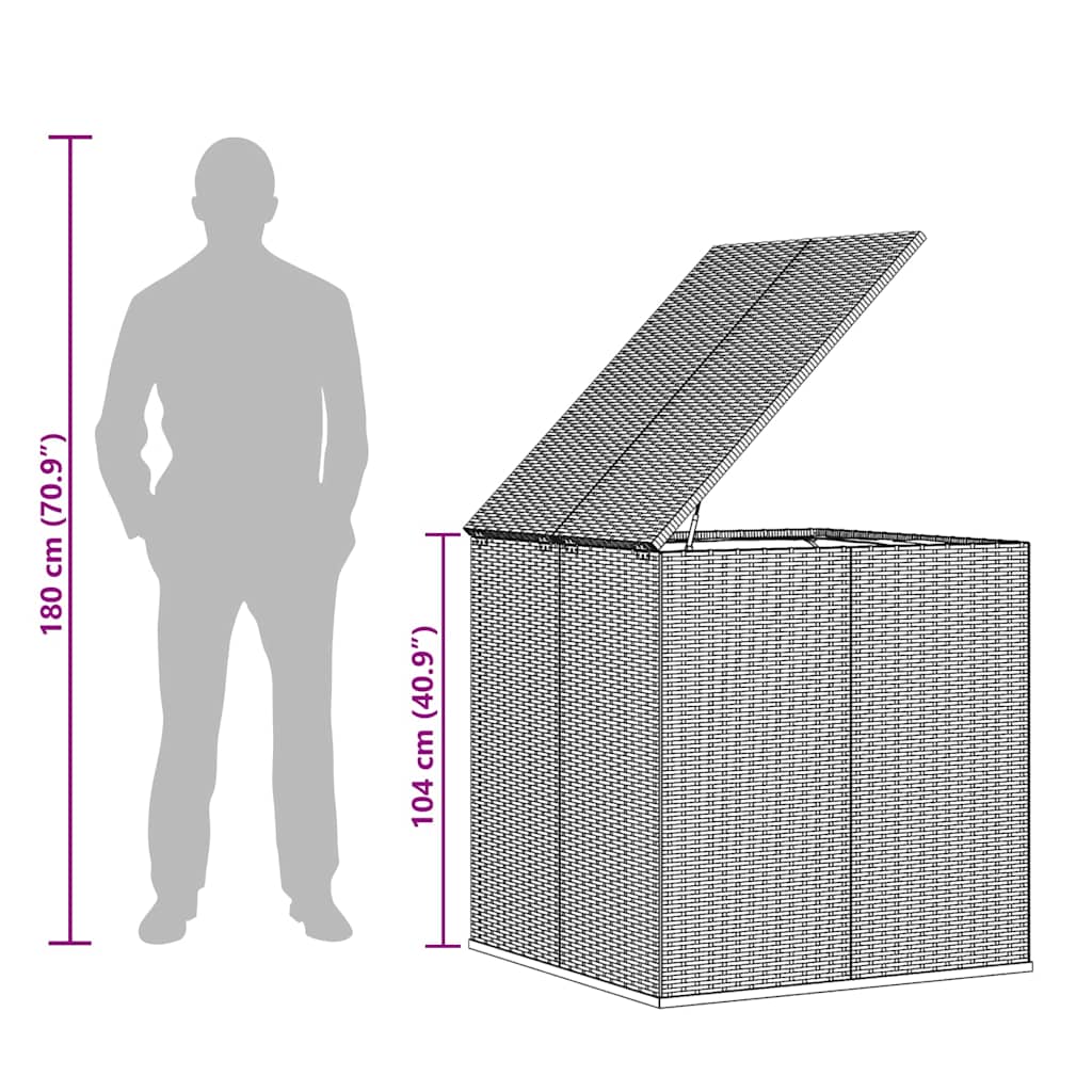 Garten-Kissenbox PE Rattan 100x49x103,5 cm Schwarz
