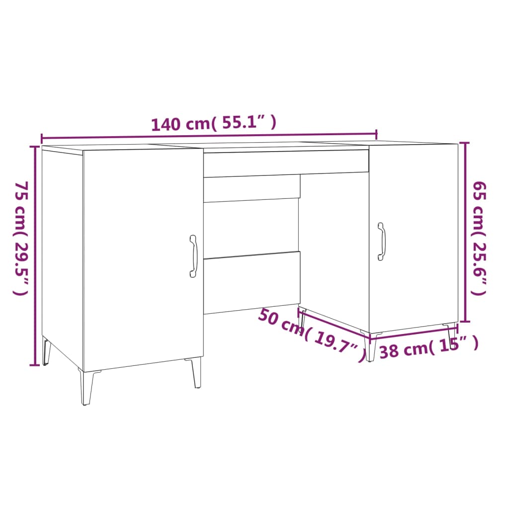 Schreibtisch mit Tür Altholz 140 x 50 x 75 cm Holzwerkstoff