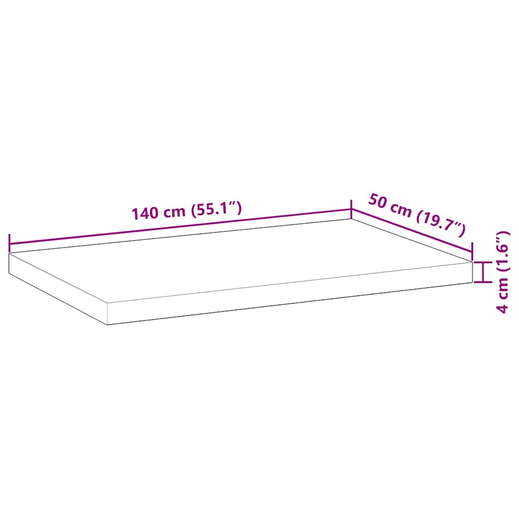 Schreibtischplatte Unbehandelt 60x50x2 cm Massivholz Akazie