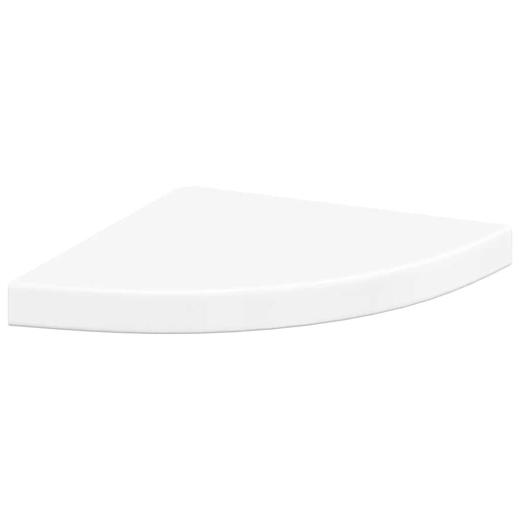 Schwebende Eckregale 2 Stk. Hochglanz-Weiß 25x25x3,8 cm MDF