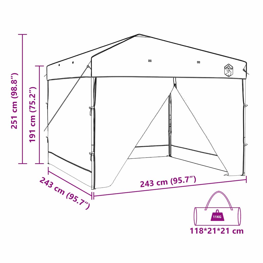 Pavillon-Zelt Blau 243 x 243 x 251 cm Stoff