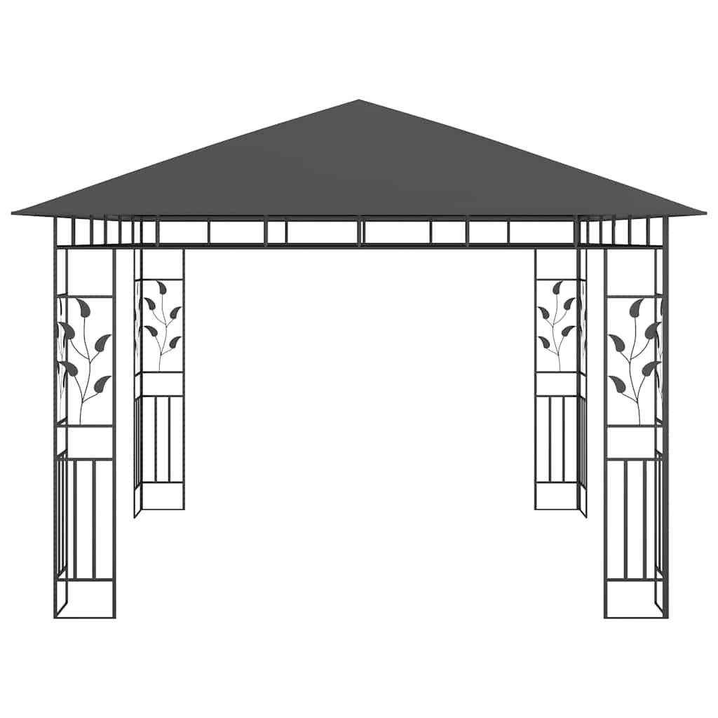 Pavillon mit Moskitonetz & LED-Lichterkette 3x3x2,73m Cremeweiß