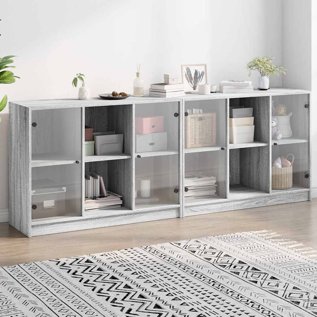 Bücherschrank mit Türen Weiß 204x37x75 cm Holzwerkstoff