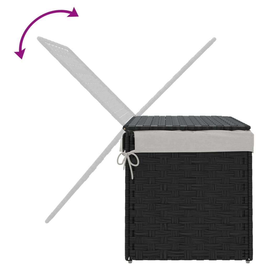 Wäschekorb mit Deckel 55,5x35x34 cm Poly Rattan