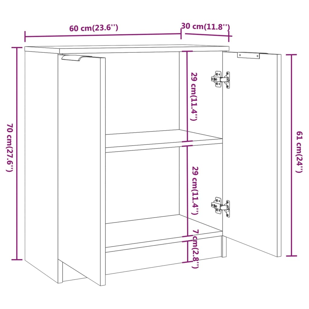 3-tlg. Sideboards Weiß Holzwerkstoff