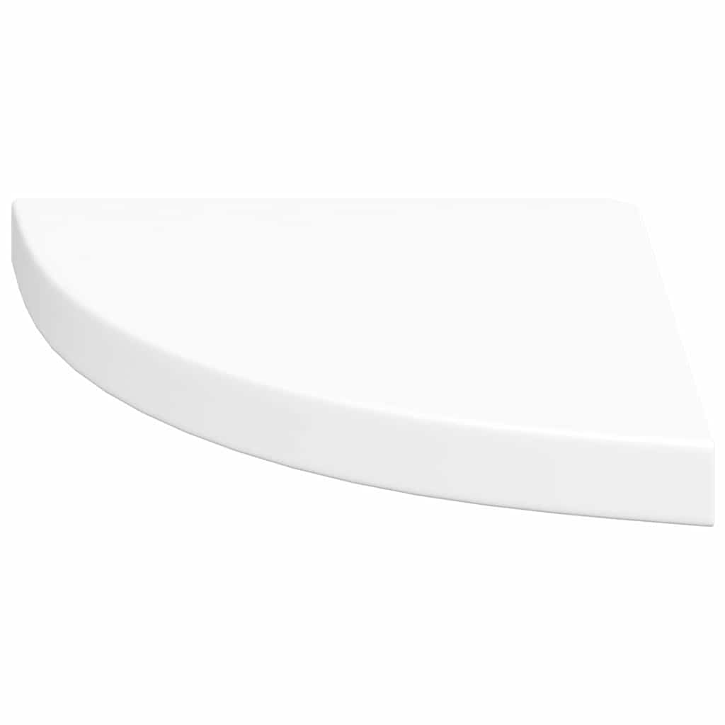 Schwebende Eckregale 2 Stk. Hochglanz-Weiß 25x25x3,8 cm MDF
