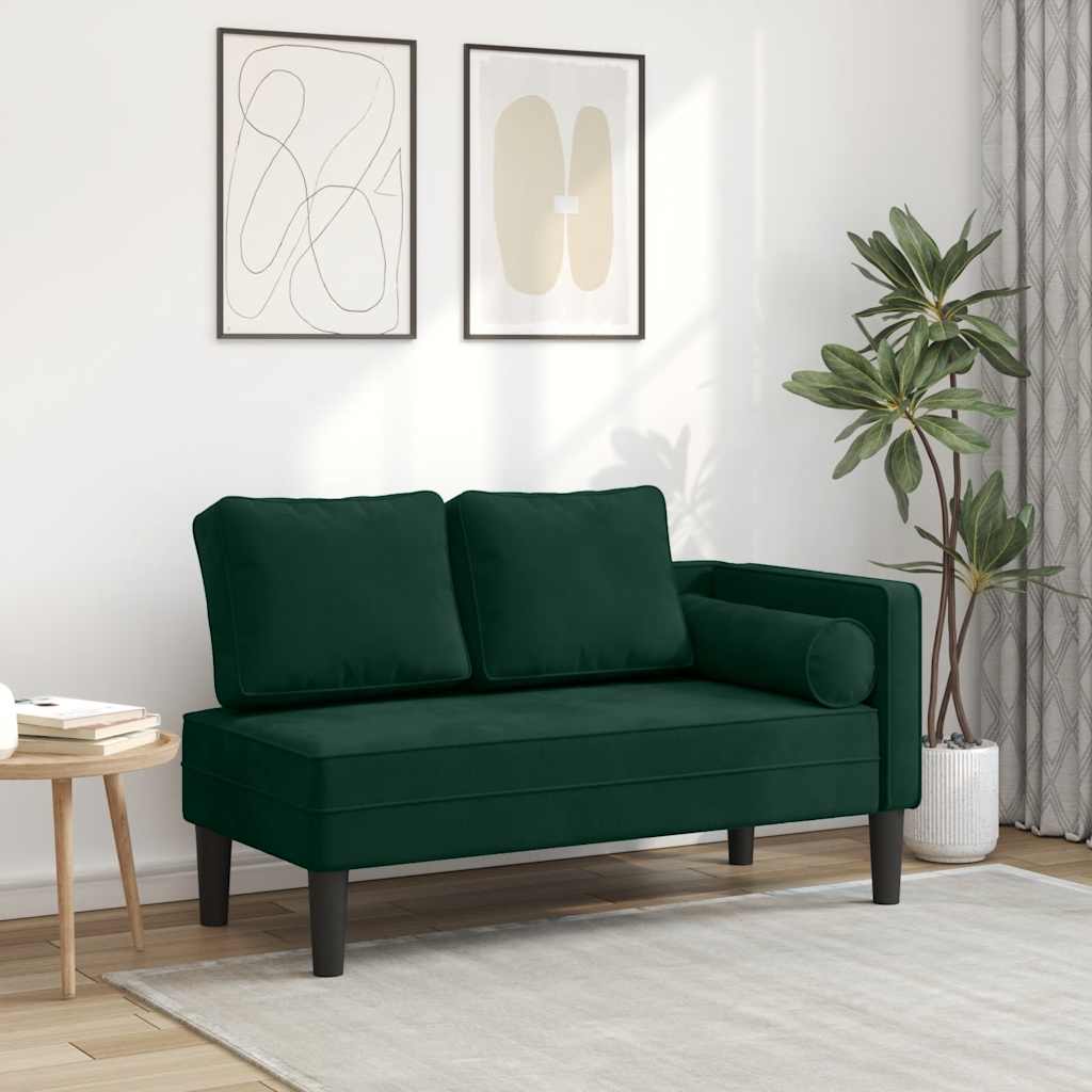 Chaiselongue mit Kissen Blau Samt