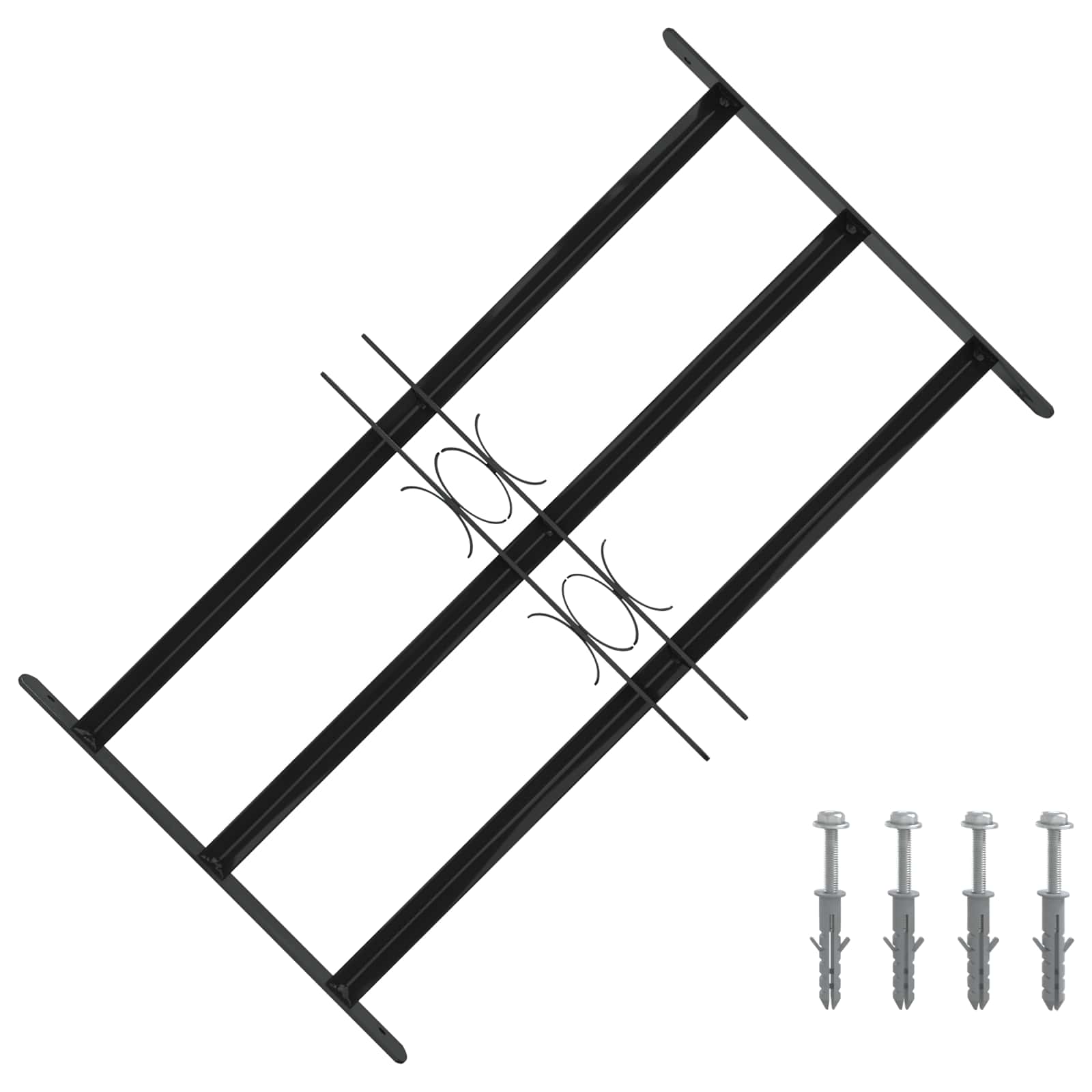Fenstergitter 76 x 30 cm Pulverbeschichteter Stahl Schwarz