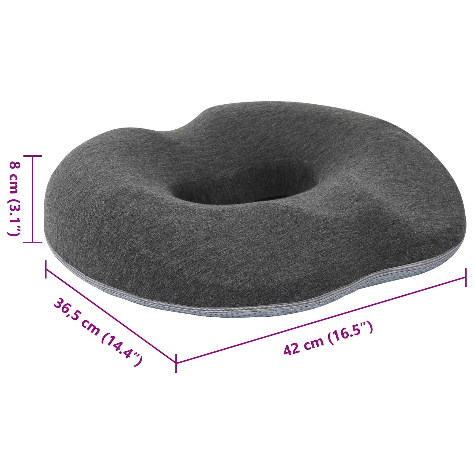 Sitzkissen Einfarbig Hellgrau 42 x 36,5 x 8 cm Viscoschaum