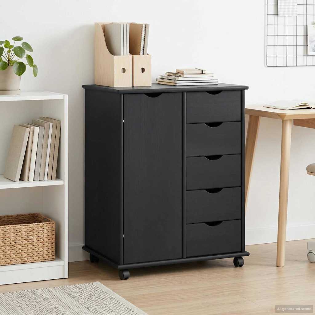 Rollschrank Honigbraun 63,5 x 39 x 79 cm Massivholz Kiefer