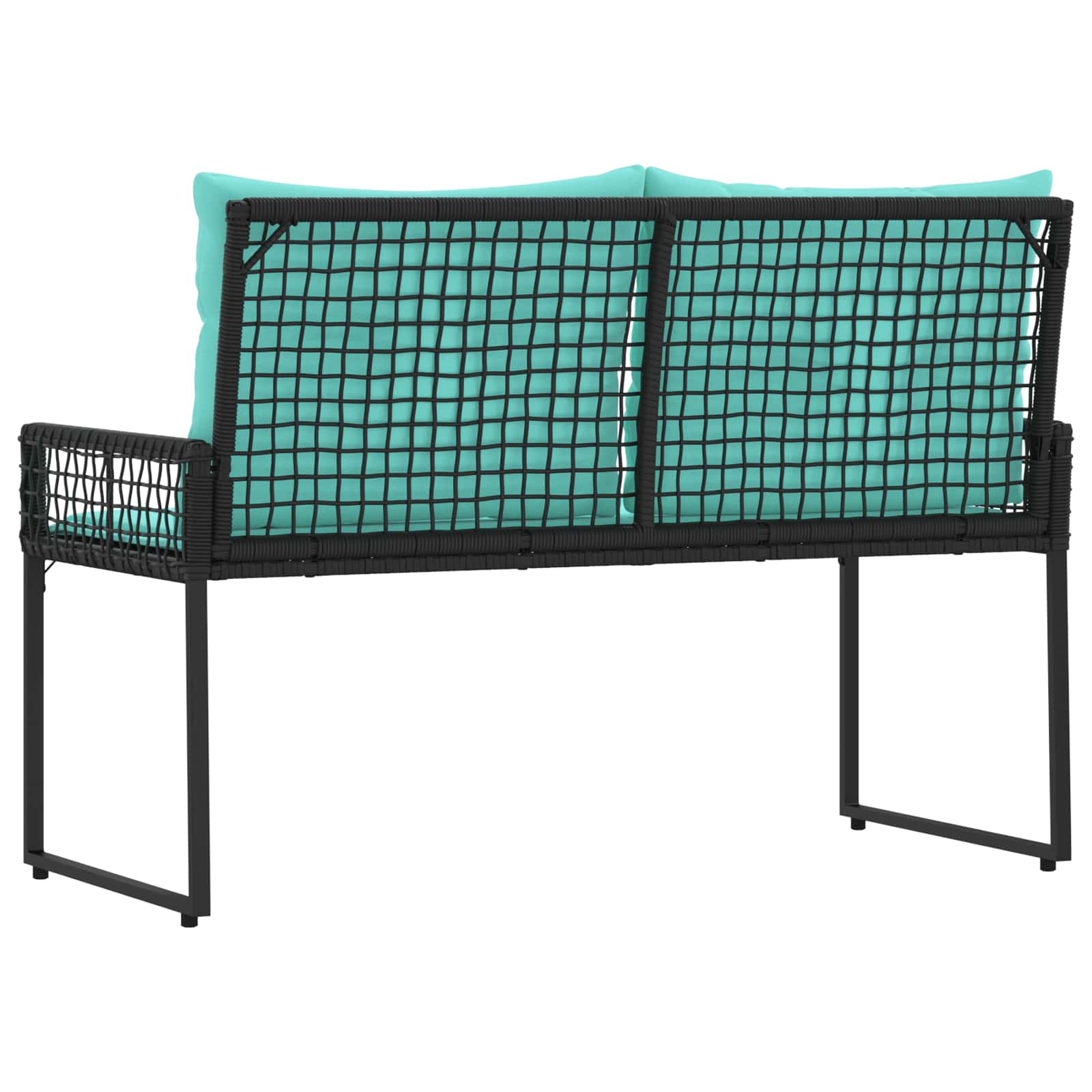Bank Outdoor mit Kissen Schwarz und Cremeweiß 118 x 55 x 82 cm