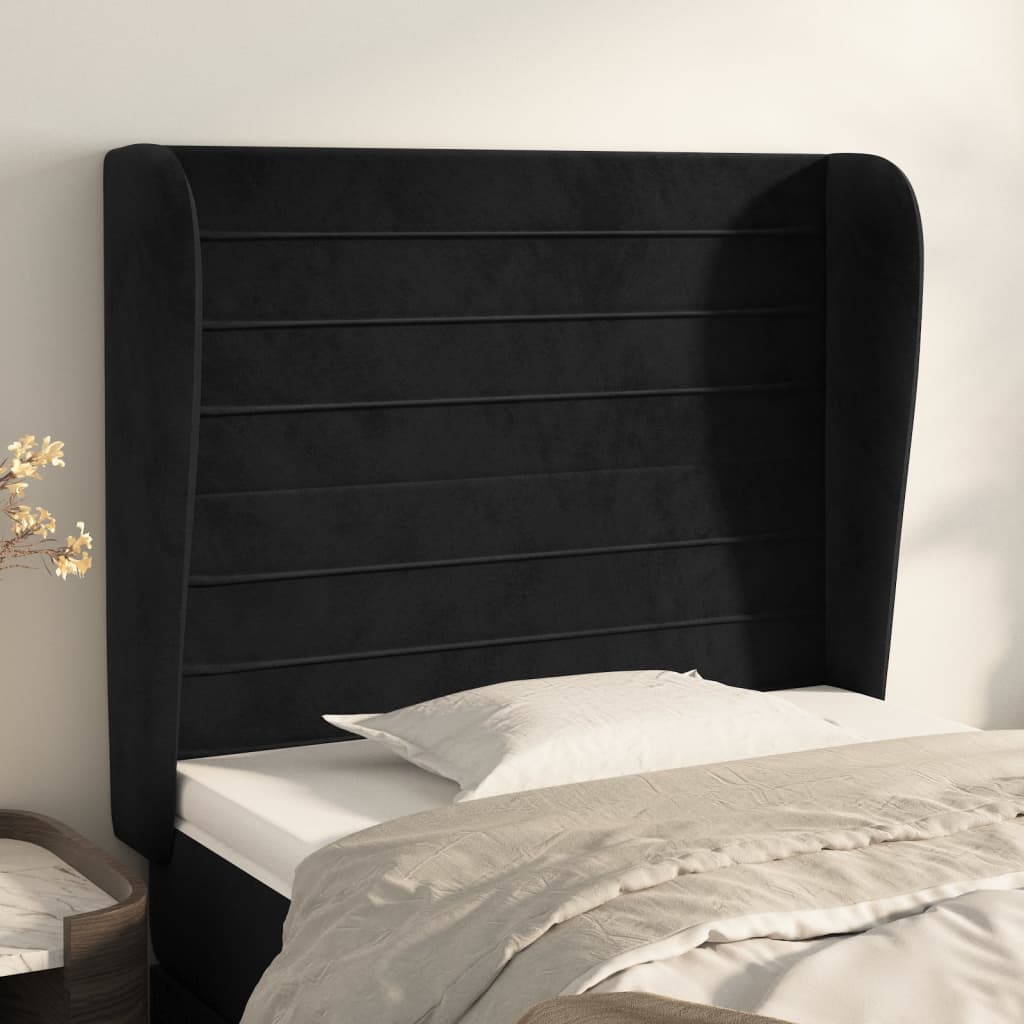 Kopfteil mit Ohren Dunkelblau 203x23x118/128 cm Samt
