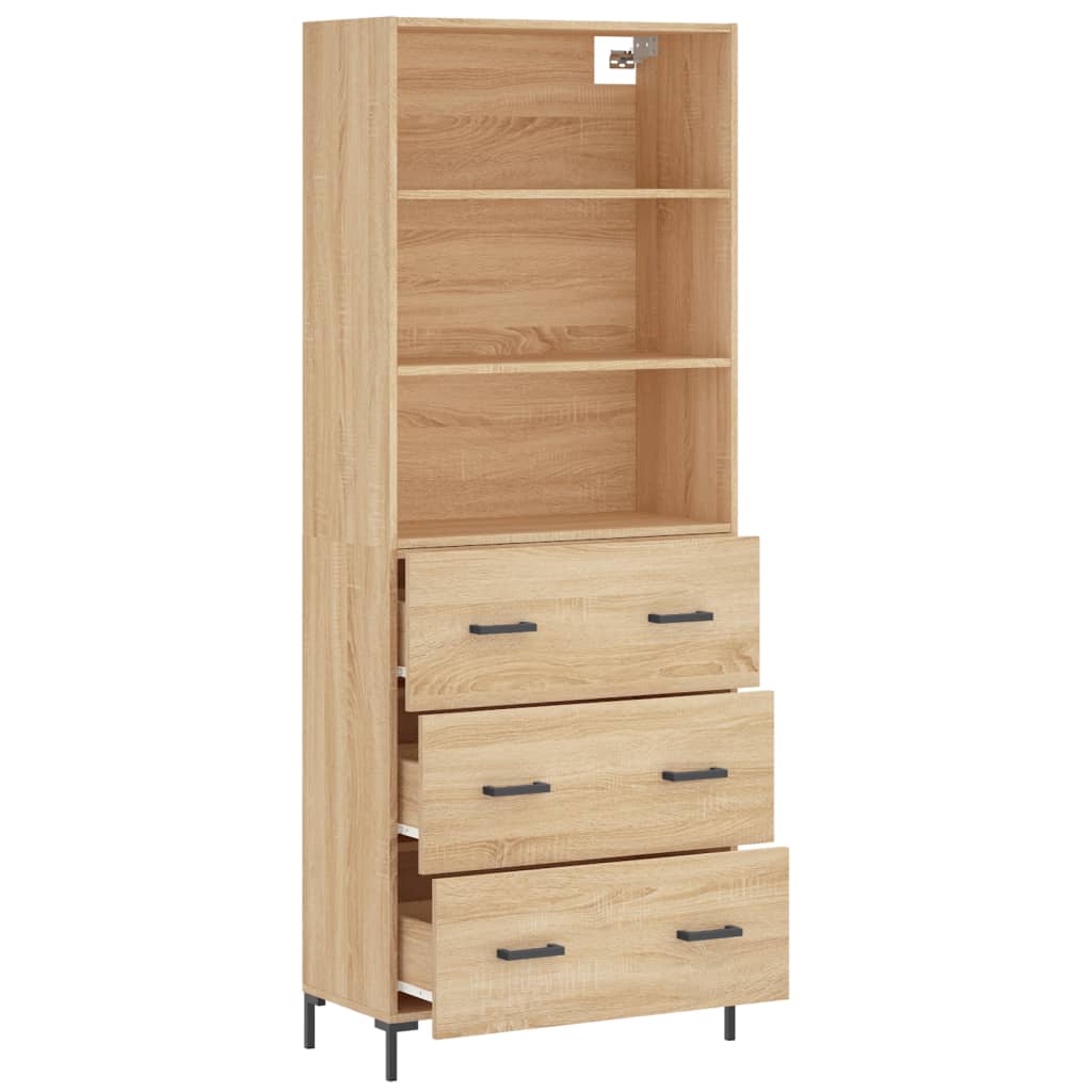 Highboard Hochglanz-Weiß 69,5x34x180 cm Holzwerkstoff