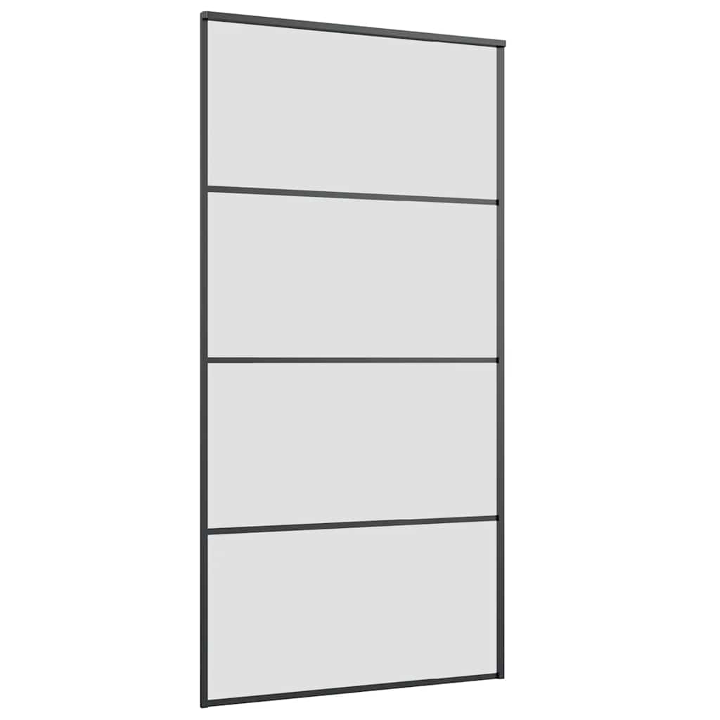 Schiebetür mit Beschlag Schwarz 76x205 cm ESG-Glas