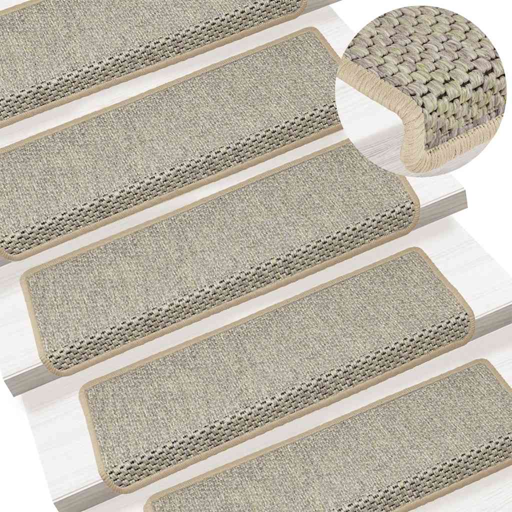 Treppenmatten Selbstklebend Sisal-Look 15 Stk. 65x21x4 Platina