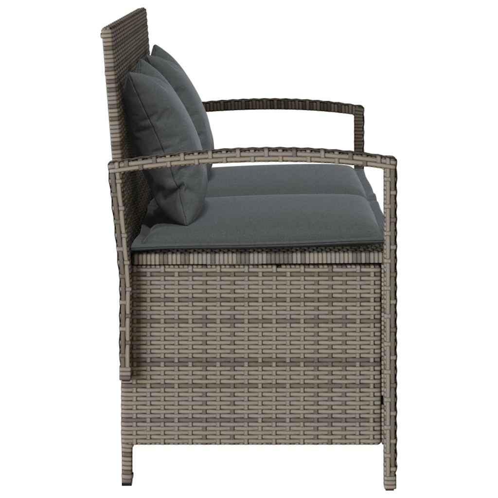 Gartenbank mit Stauraum und Kissen Schwarz Poly Rattan