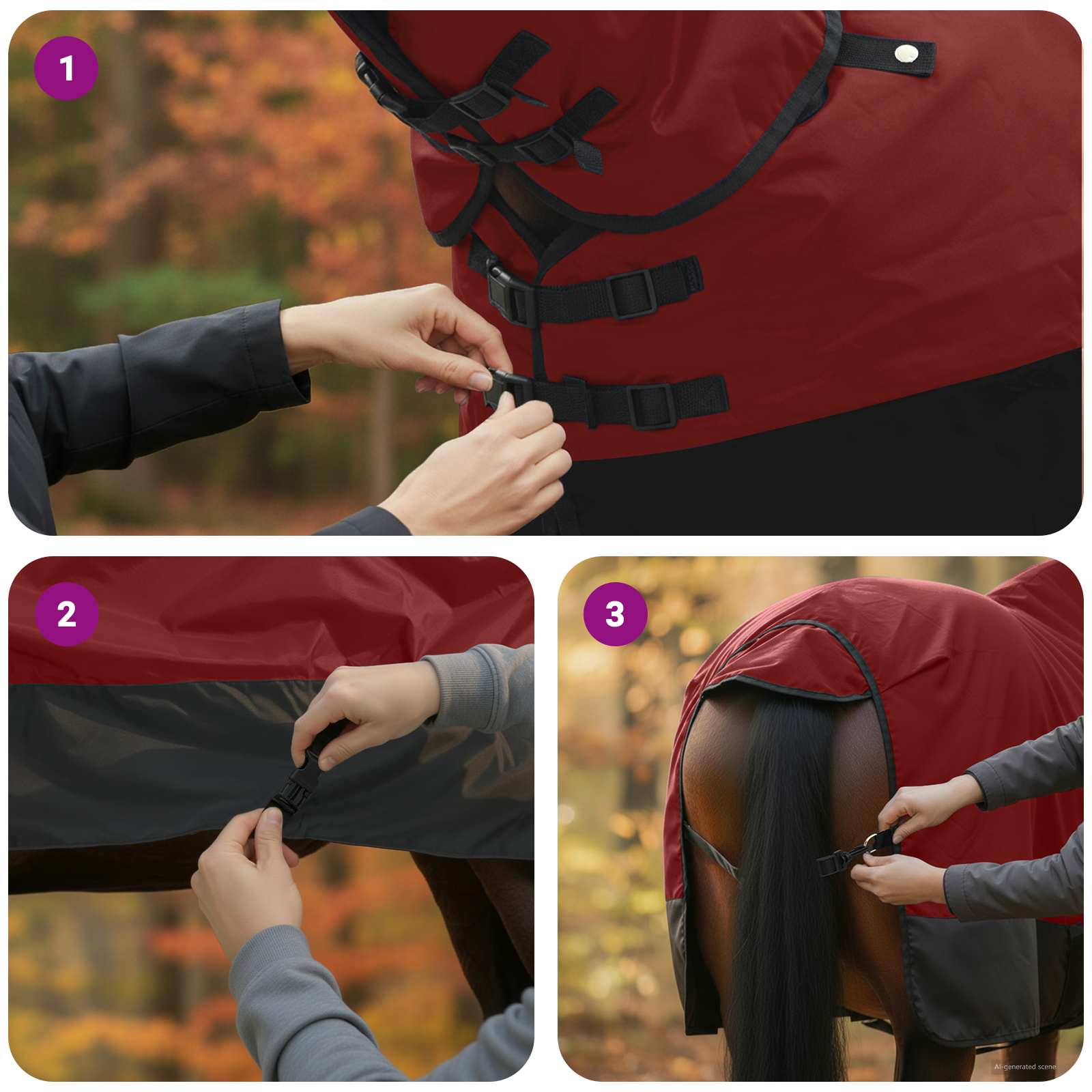 Pferdedecke Dunkelgrün und Schwarz 75 cm Polyester