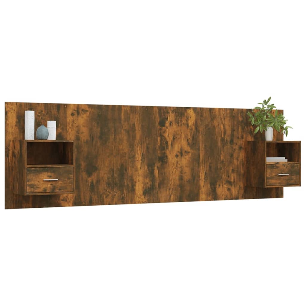 Kopfteil mit Nachttischen Weiß Holzwerkstoff