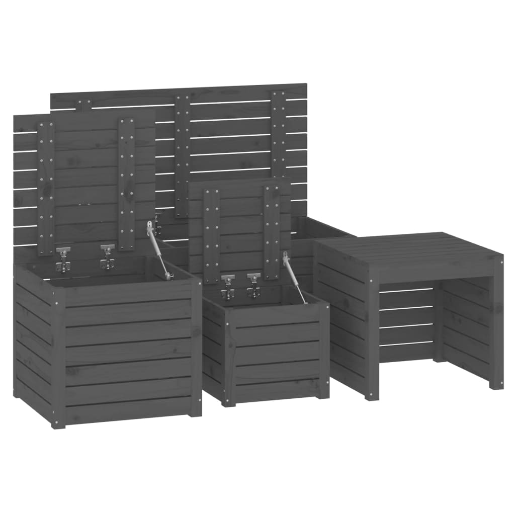 4-tlg. Gartenbox-Set Massivholz Kiefer