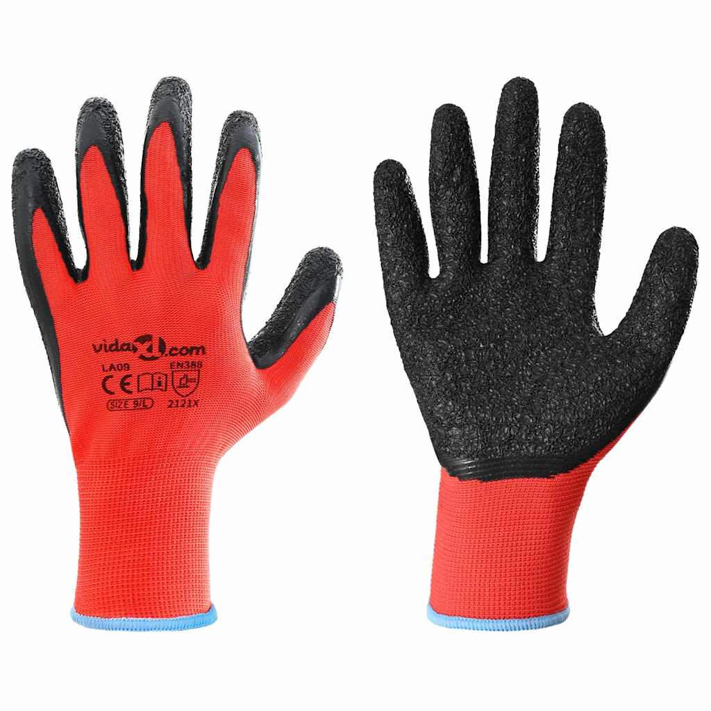 Arbeitshandschuhe 12 pcs Rot und Schwarz 7 / S Latexbeschichtung