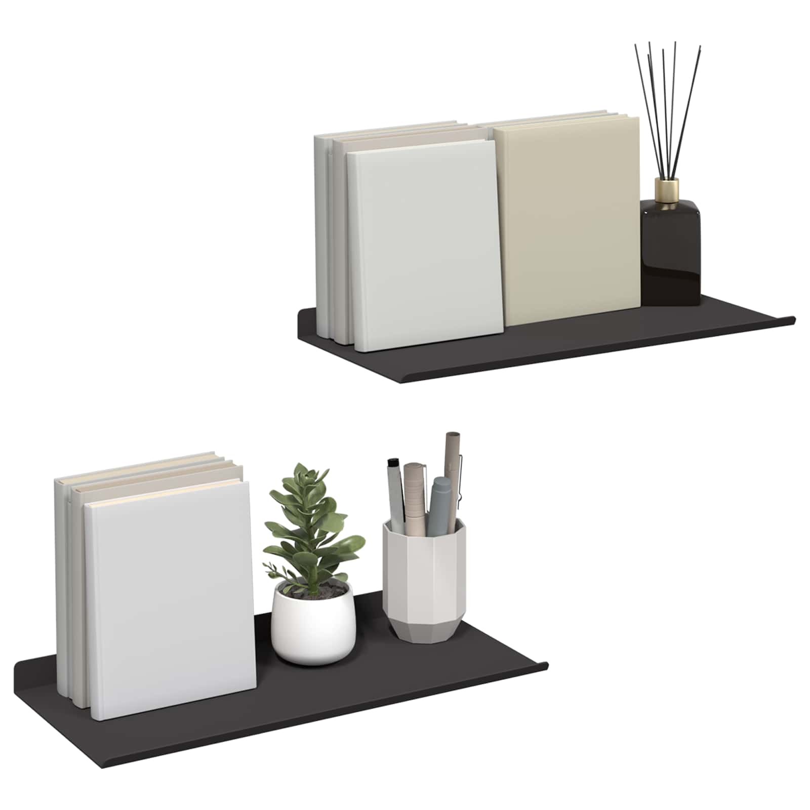 Schwebendes Regal 3 pcs Schwarz 40 x 9 x 2,5 cm Stahl