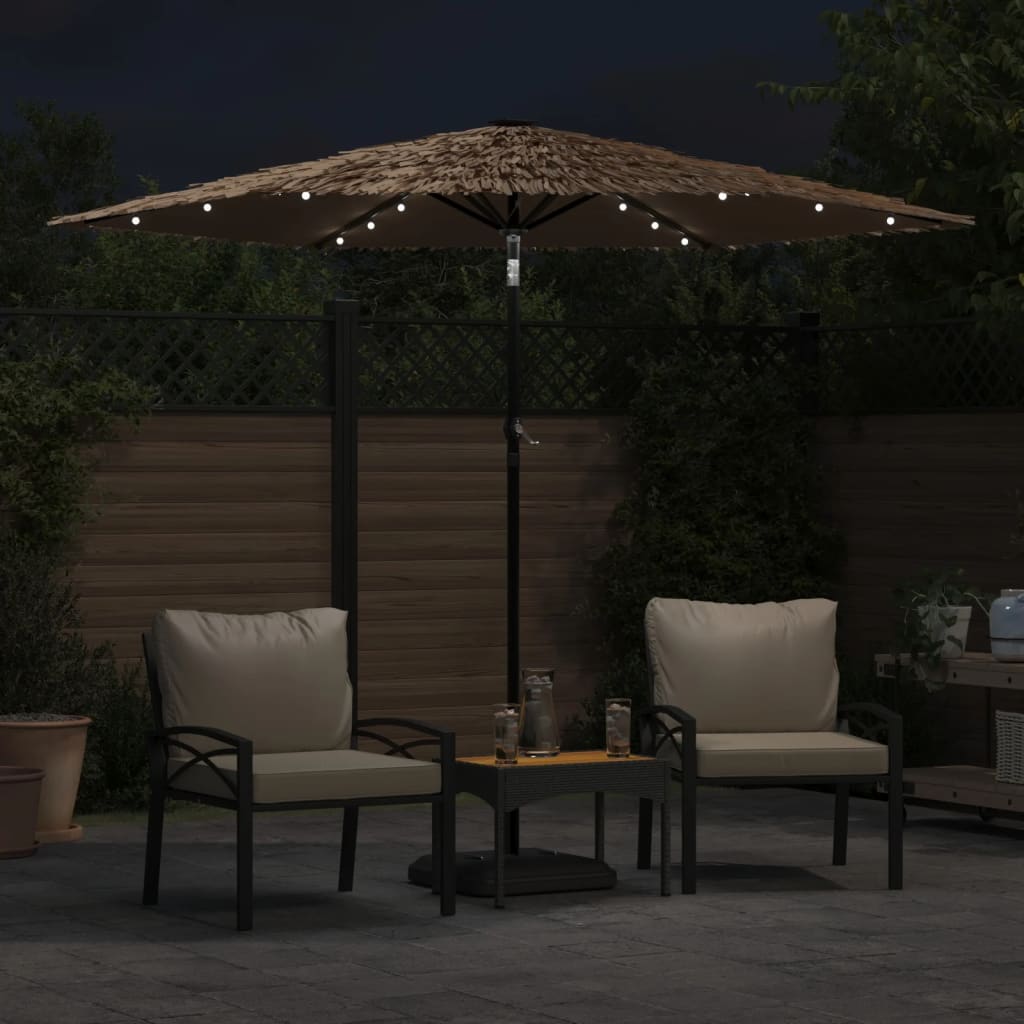 Sonnenschirm mit LED und Stahlmast Braun 248x248x248 cm