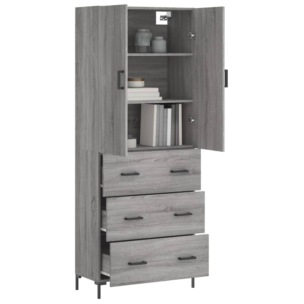Highboard Betongrau 69,5x34x180 cm Holzwerkstoff