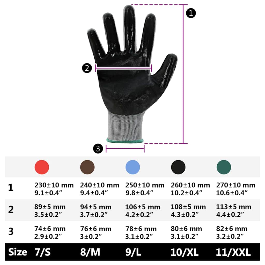 Arbeitshandschuhe 12 pcs Grau und Schwarz 7 / S Polyester