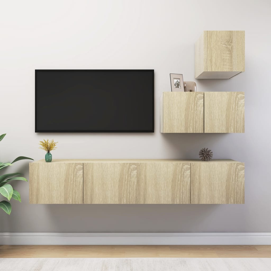4-tlg. TV-Schrank-Set Weiß Holzwerkstoff