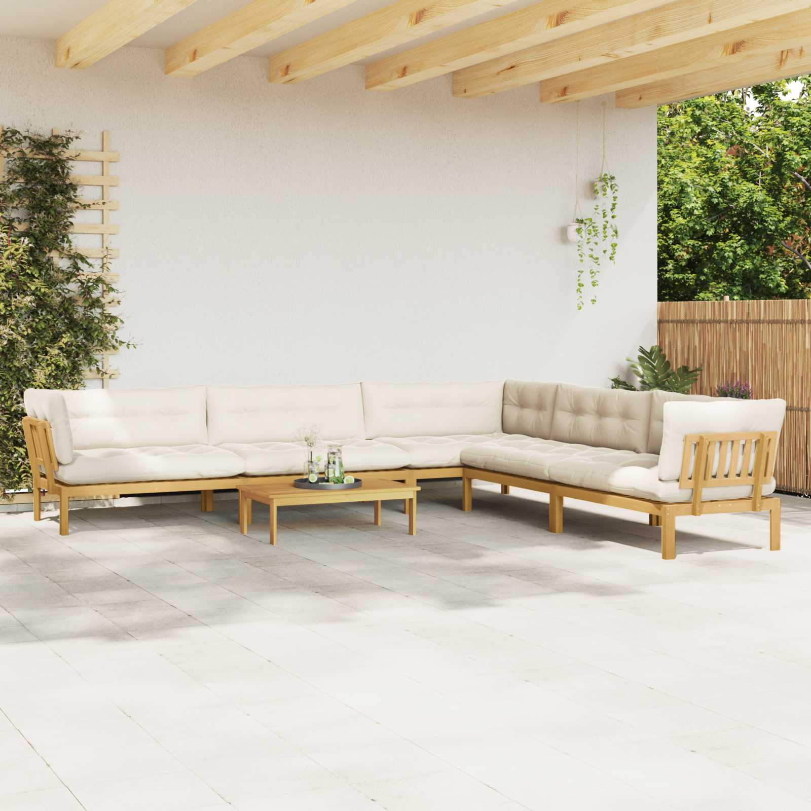 3-tlg. Garten-Sofagarnitur aus Paletten Massivholz Akazie