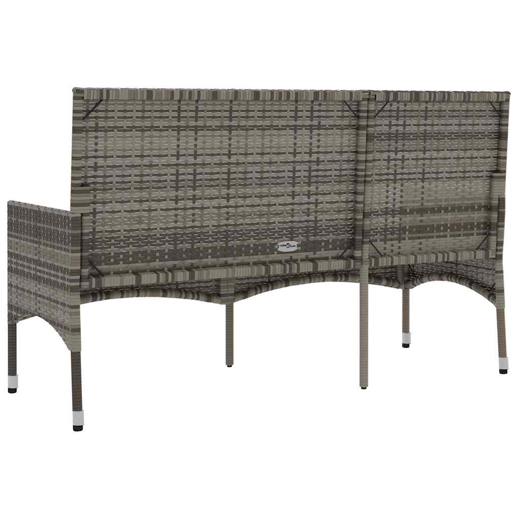 Gartenbank 3-Sitzer mit Kissen Schwarz Poly Rattan