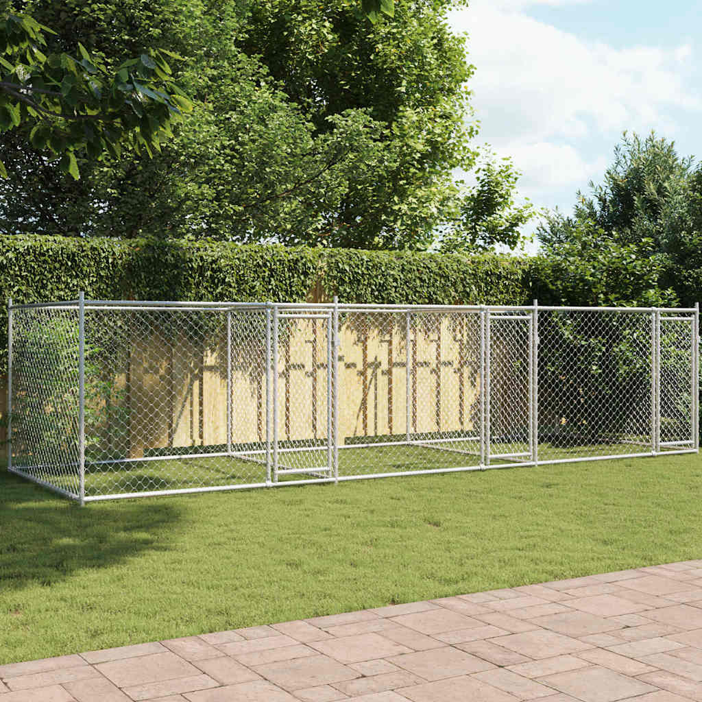 Hundezwinger mit Tür Grau 2x2x1,5 m Verzinkter Stahl