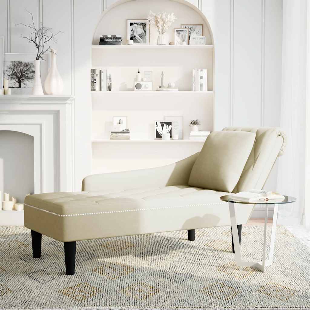 Chaiselongue mit Kissen und Rechter Armlehne Blau Samt