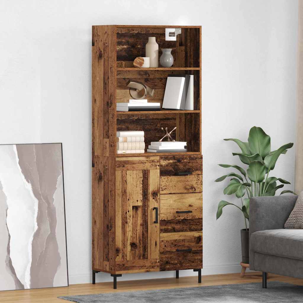 Highboard Hochglanz-Weiß 69,5x34x180 cm Holzwerkstoff