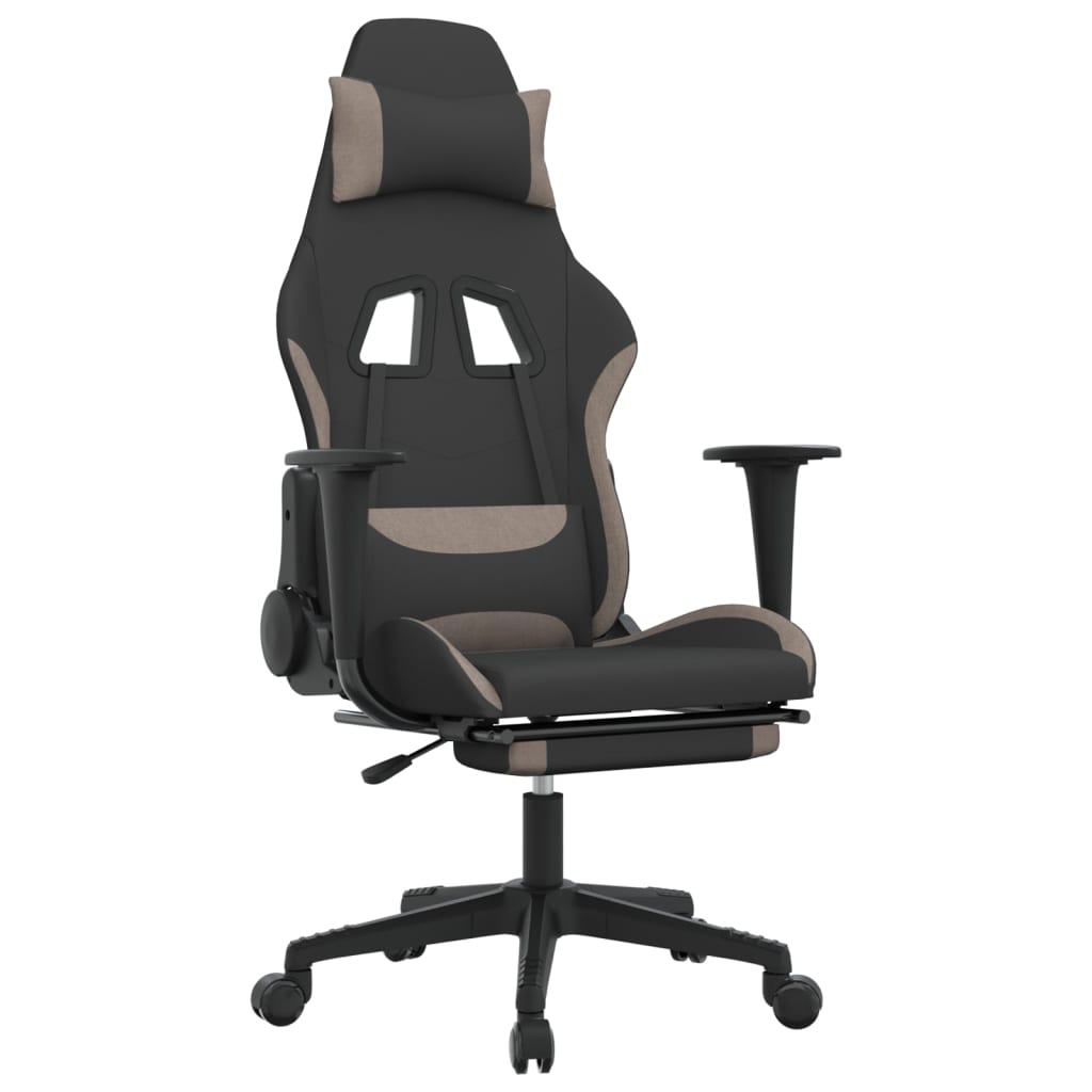 Gaming-Stuhl mit Massagefunktion Schwarz und Creme Stoff