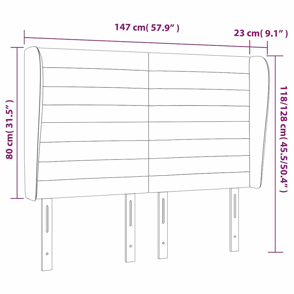 Kopfteil mit Ohren Dunkelblau 203x23x118/128 cm Samt