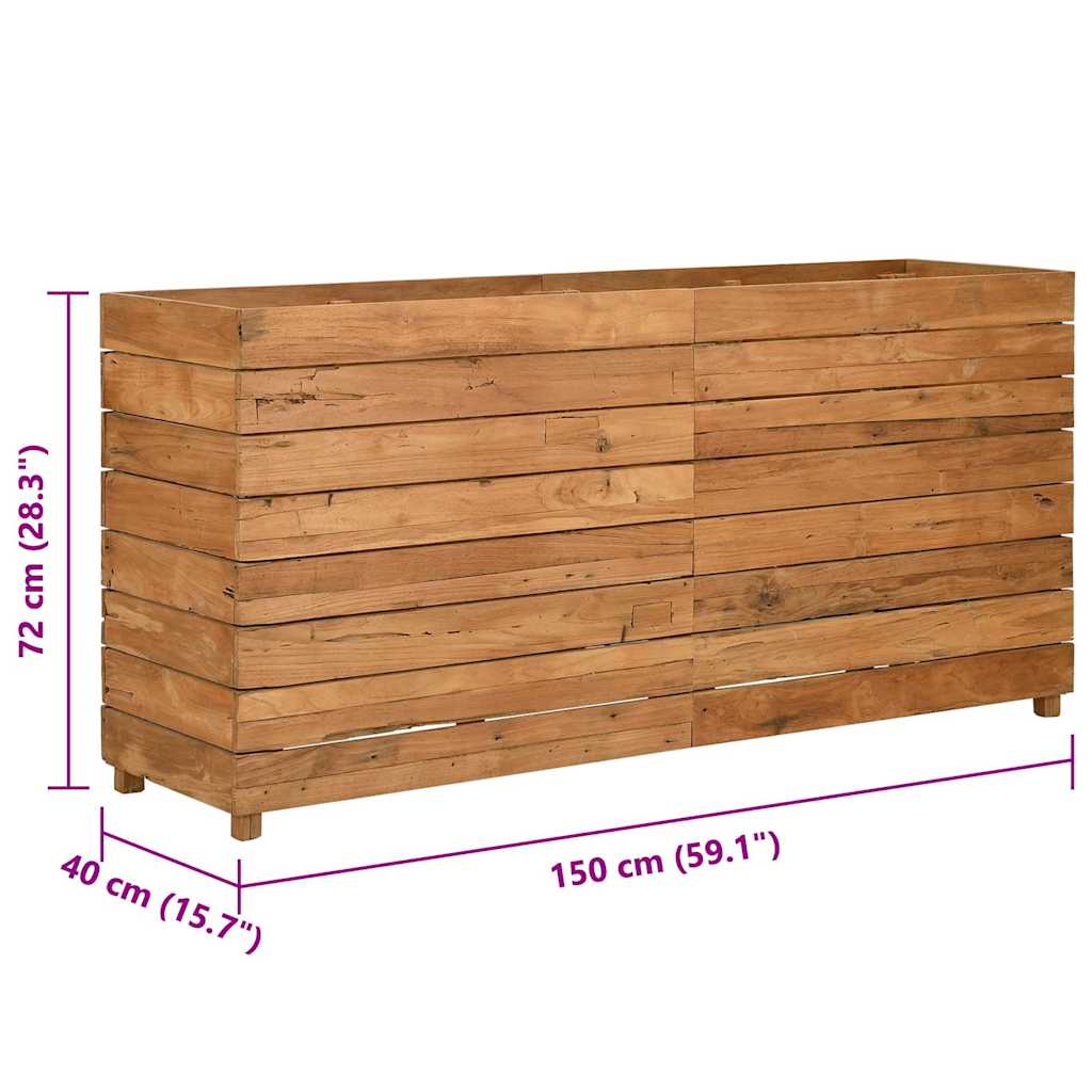 Hochbeet 100x40x72 cm Teak Altholz und Stahl