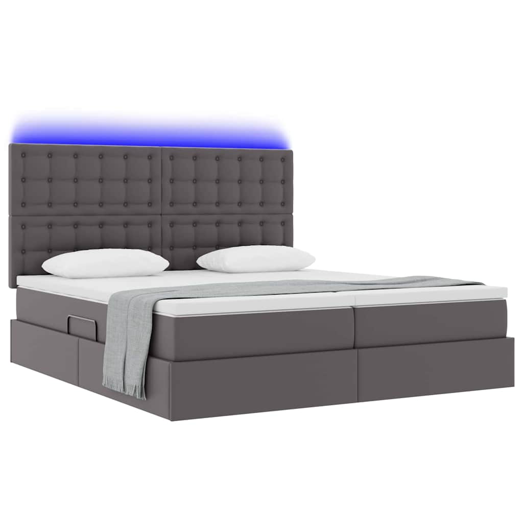 Bett mit Stauraum und LED Schwarz 180 x 200 cm Kunstleder